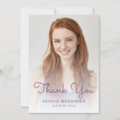 Carte De Remerciements 2024 Photo Purple Parties scintillant Drip Graduat (Devant)