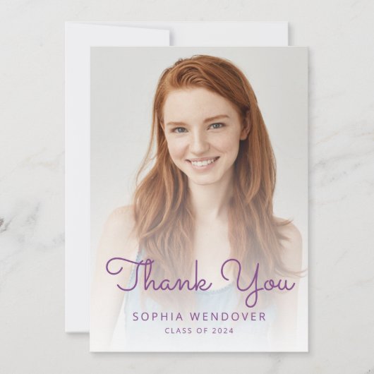 Carte De Remerciements 2024 Photo Purple Parties scintillant Drip Graduat (Devant)