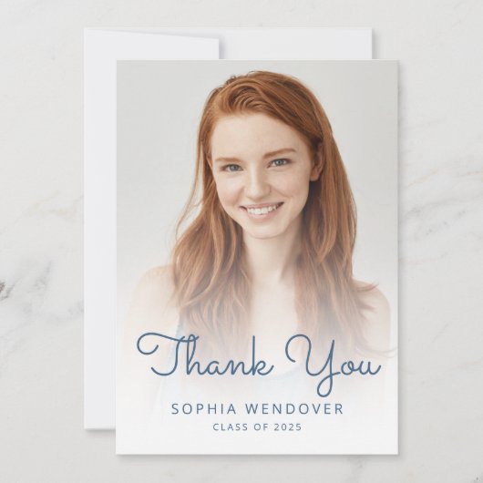 Carte De Remerciements 2025 Photo Blue Parties scintillant Drip Graduatio (Devant)