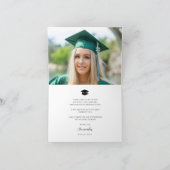 Carte De Remerciements 2025 Simple script noir blanc photo graduation (Intérieur)