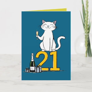 Carte De Remerciements 21e anniversaire fête du chat 21 ans 21 ans 201e