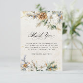 Carte De Remerciements 21e anniversaire Hiver Blanc Floral Vert (Debout devant)