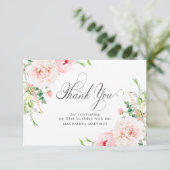 Carte De Remerciements 21e anniversaire Peony rose Plat floral (Debout devant)