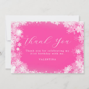 Carte De Remerciements 21e Anniversaire Wonderland Snowflake rose