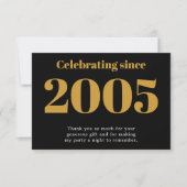 Carte De Remerciements 21st Birthday 2005 Retro Black And Gold (Devant)