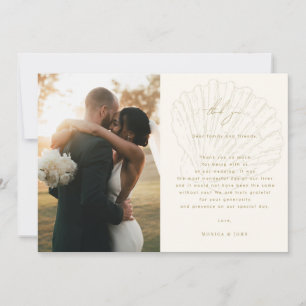 Carte De Remerciements 2 Code QR de galerie de photos Mariage Coquillage 