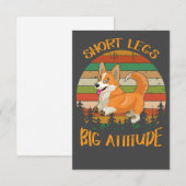 Carte De Remerciements 2 pattes courtes Gros corgi d'attitude (Devant / Derrière)