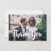 Carte De Remerciements 2 Photo Design Moderne Script Calligraphie Mariage (Devant)