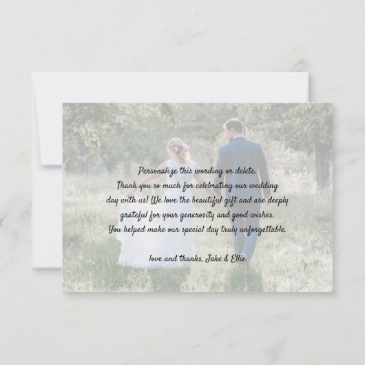 Carte De Remerciements 2 Photo Design Moderne Script Calligraphie Mariage (Dos)