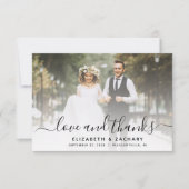 Carte De Remerciements 2-Photo Mariage Script Black (Devant)