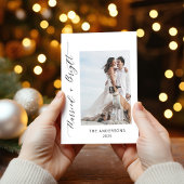 Carte De Remerciements 2 Photo Marié Mariage brillant Noël