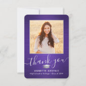 Carte De Remerciements 2 Photo Nouvelle Adresse Brossé Purple Graduation (Devant)