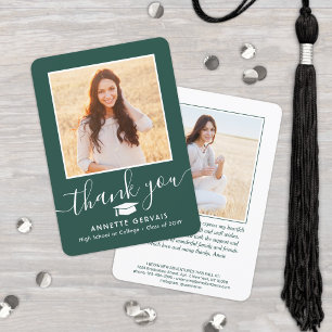 Carte De Remerciements 2 Photo Nouvelle Adresse Vert Blanc Script Graduat