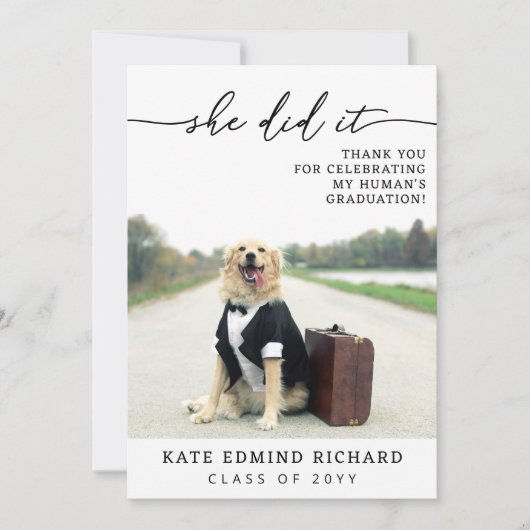 Carte De Remerciements 2 Photo Script Heart Dog Graduation   (Devant)