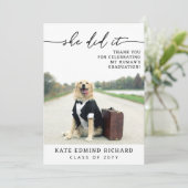 Carte De Remerciements 2 Photo Script Heart Dog Graduation   (Debout devant)