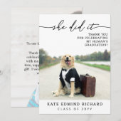 Carte De Remerciements 2 Photo Script Heart Dog Graduation   (Devant / Derrière)