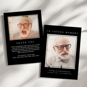 Carte De Remerciements 2-Photo Simple Moderne Mémoire d'amour Funérailles