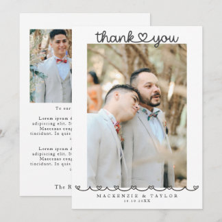 Carte De Remerciements 2 photographies Message de mariage gay personnalis