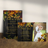 Carte De Remerciements 2 photos rustique automne grange à fleurs mariage 