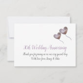 Carte De Remerciements 30e anniversaire de mariage perle cœur violet  (Dos)