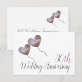 Carte De Remerciements 30e anniversaire de mariage perle cœur violet  (Devant / Derrière)