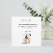 Carte De Remerciements 30e anniversaire noir & or (Debout devant)