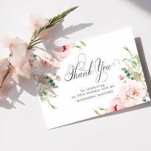 Carte De Remerciements 30e anniversaire Peony rose Plat floral