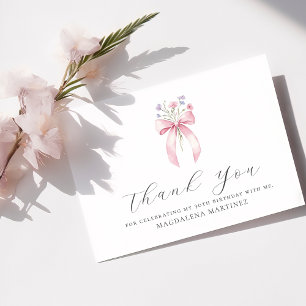 Carte De Remerciements 30e anniversaire Pink Bow Fleur sauvage plat