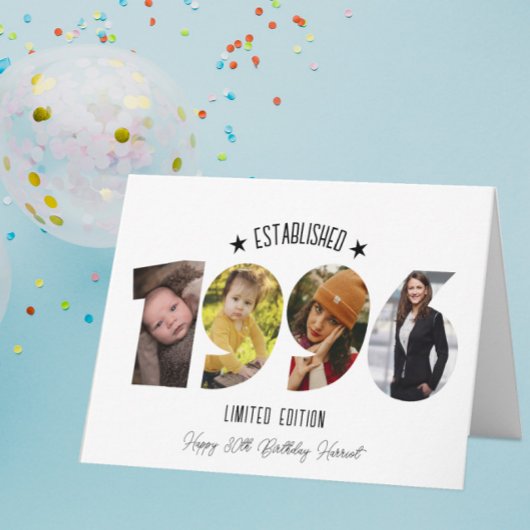 Carte De Remerciements 30th birthday Photo Collage established 1996