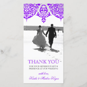 Carte De Remerciements 311 Mon Cherie Damask Fabuleux Purple