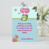 Carte de remerciements 3,5" de GRENOUILLE de fille (Debout devant)