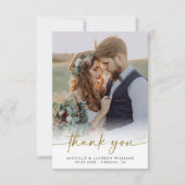 Carte De Remerciements 3,5x5 Élégant Mariage de script chic (Devant)