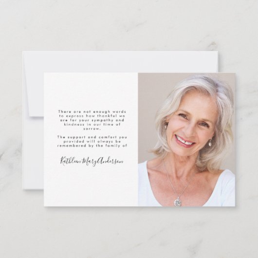 Carte De Remerciements 3,5x5 Élégant Script Chic Photo funéraire (Dos)