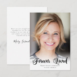 Carte De Remerciements 3,5x5 Funérailles photo simples