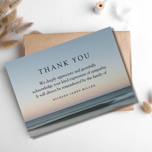 Carte De Remerciements 3.5x5 Funeral Thank You Note Grief Ocean