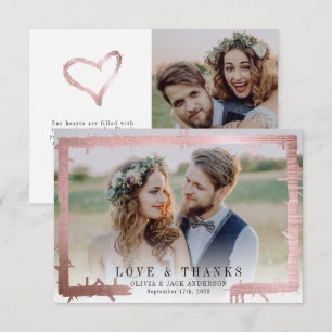 Carte De Remerciements 3.5x5 Mariage photo Love & Thanks Pink Foil
