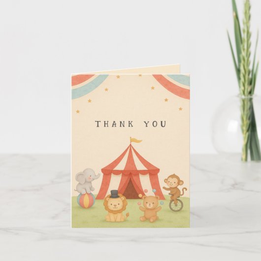 Carte De Remerciements 3 Baby shower cirque circulaire (Devant)