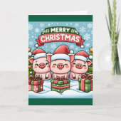 Carte De Remerciements 3 Petits Cochons Qui Souhaitent Un Joyeux Noël (Devant)