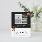 Carte De Remerciements 3 Photo collage moderne noir blanc feuilles d'auto (Debout devant)