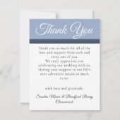 Carte De Remerciements 3 Photo collage Navy Dusty Blue Flower Mariage (Dos)