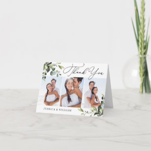 Carte De Remerciements 3 PHOTO Elegant Eucalyptus Aquarelle Florale QR