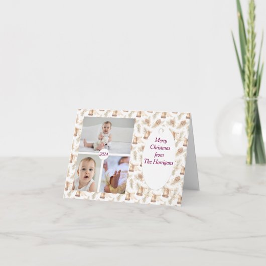 Carte De Remerciements 3 Photo Soft Neutral Christmas Card (Devant)