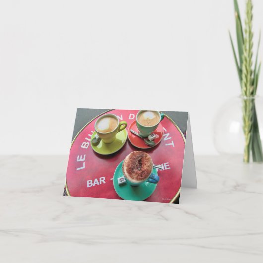 Carte De Remerciements 3 tasses à café, café de Paris (Devant)