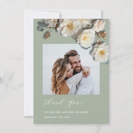 Carte De Remerciements 3D Yellow White Roses (Devant)