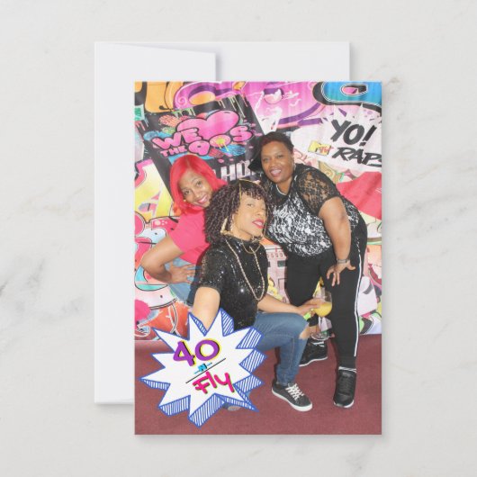 Carte De Remerciements 40 et vol | Hip hop 40e anniversaire|Merci photo (Devant)
