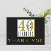 Carte De Remerciements 40 & Fabuleux 40e anniversaire fête Black Gold (Debout devant)