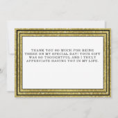 Carte De Remerciements 40 & Fabuleux 40e anniversaire fête Black Gold (Dos)