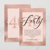 Carte De Remerciements 40e anniversaire de l'or et de l'huile rose Roses (Devant / Derrière)