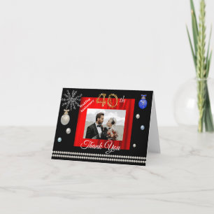 Carte De Remerciements 40e anniversaire de mariage & Or Fêtes de fin d'
