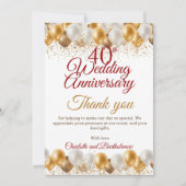 Carte De Remerciements 40e fête du Mariage (Devant)